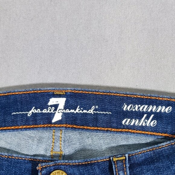 7 for all mankind jeans women's size 30 ink blue Roxanne skinny ankle jeans - Picture 6 of 15
